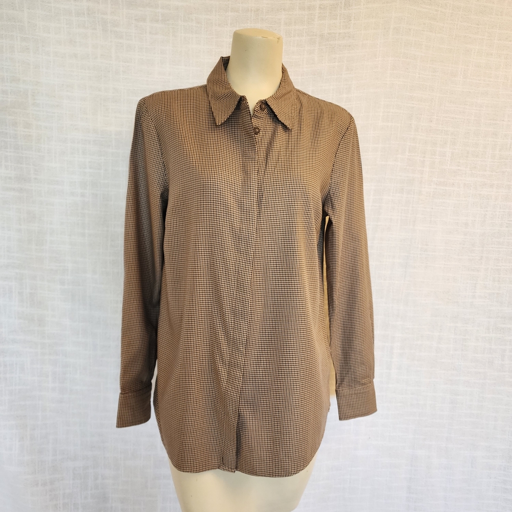 Giuliva Heritage X W- M Cotton Brn/Beige/Blk Houndstooth L/S Buttoned Shirt A410